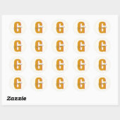 Sticker Rond Typographie rétro Monogramme Nom initial en jaune (Feuille)