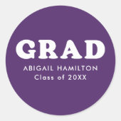Sticker Rond Typographie rétro Purple Graduation (Devant)