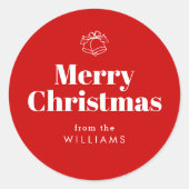 Sticker Rond Typographie Rétro Rouge Joyeux Noël (Devant)