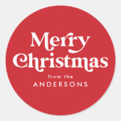 Sticker Rond Typographie Rétro Rouge Joyeux Noël (Devant)