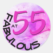 Sticker Rond Typographie rose "55 et fabuleux" Anniversaire (Devant)
