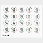 Sticker Rond Typographie rouge abstraite moderne Noël (Feuille)