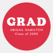 Sticker Rond Typographie rouge et blanche (Devant)