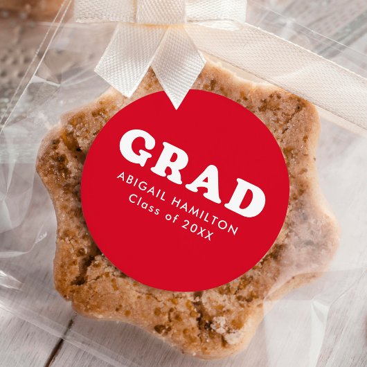 Sticker Rond Typographie rouge et blanche