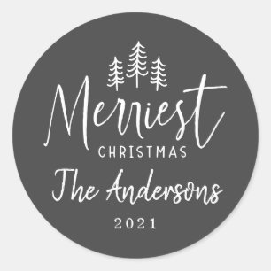 Sticker Rond Typographie rustique de Noël minimaliste moderne