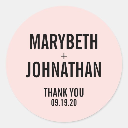 Sticker Rond Typographie simple Mariage Favoriser Merci (Devant)