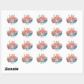 Sticker Rond Typographie Skyline de Boston (Feuille)