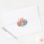 Sticker Rond Typographie Skyline de Boston (Enveloppe)