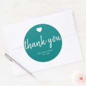 Sticker Rond Typographie Turquoise moderne Mariage minimal (Enveloppe)