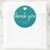 Sticker Rond Typographie Turquoise moderne Mariage minimal (Sac)