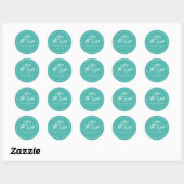 Sticker Rond Typographie Turquoise Script Mariage Enregistrer L (Feuille)