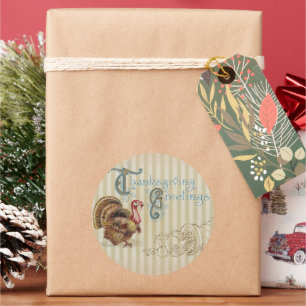 Sticker Rond Typographie vintage de Thanksgiving Turquie