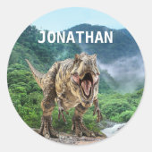 Sticker Rond Tyrannosaurus T-rex Dinosaure Nom du monogramme (Devant)