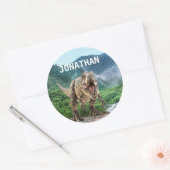 Sticker Rond Tyrannosaurus T-rex Dinosaure Nom du monogramme (Enveloppe)