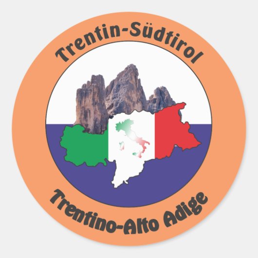 Sticker Rond Tyrol du Sud - Alto Adige -Italie - Italia Autocol (Devant)