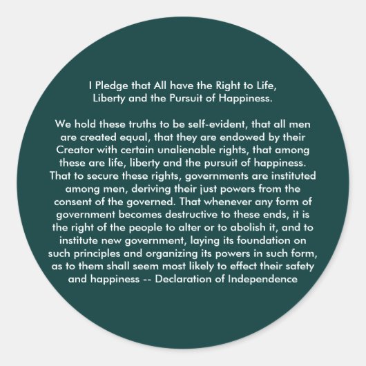 Sticker Rond ! ! U Créer une déclaration d'indépendance (Devant)