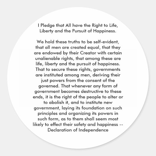 Sticker Rond ! ! U Créer une déclaration d'indépendance (Devant)