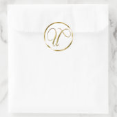 Sticker Rond U Monogramme Faux Enveloppe Or Ou Favoriser Le Sce (Sac)