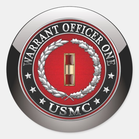 Sticker Rond U.S. Marines : Adjudant un (usmc WO-1) [3D] (Devant)
