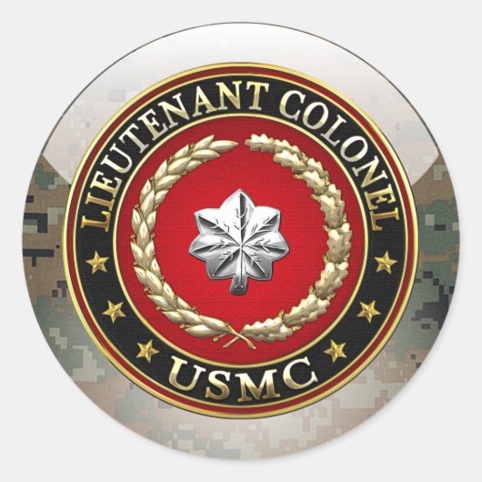 Sticker Rond U.S. Marines : Lieutenant-colonel (USMC LtCol) [3D (Devant)