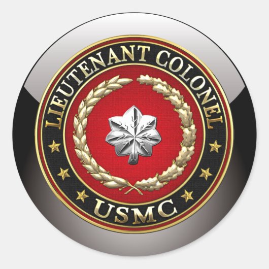 Sticker Rond U.S. Marines : Lieutenant-colonel (USMC LtCol) [3D (Devant)