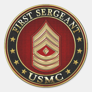 Sticker Rond U.S. Marines : Premier sergent (usmc 1stSgt) [3D]