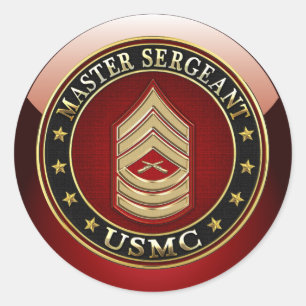 Sticker Rond U.S. Marines : Sergent maître (usmc MSgt) [3D]