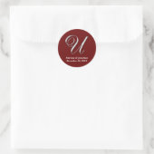 Sticker Rond U vin initial monogramme rouge nom personnalisé pr (Sac)