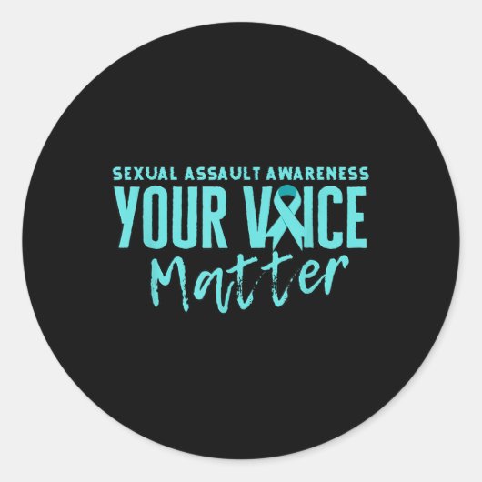 Sticker Rond Ual Ault Awareness 2025 Ruban Turquoise Votre Voix (Devant)