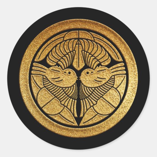 Sticker Rond Uesugi Kamon Uesugi Sasa en or (Devant)