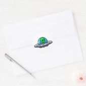 Sticker rond UFO et Alien classique (Enveloppe)