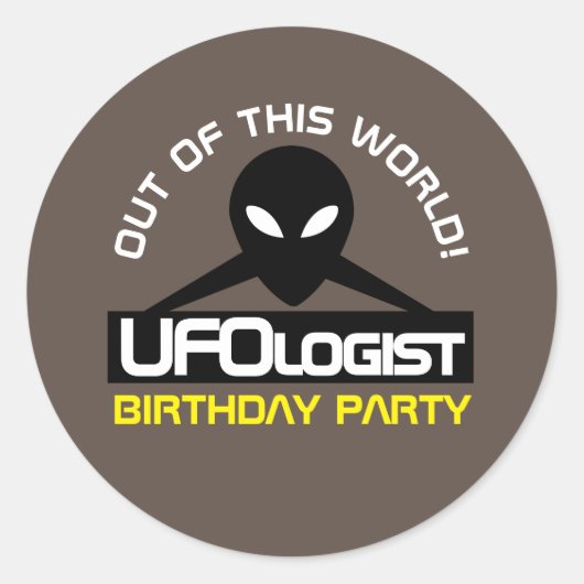 Sticker Rond UFOlogist Party, Anniversaire (Devant)