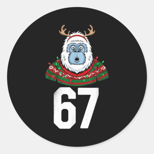 Sticker Rond Ugly Christmas Sweater Yeti Gorilla Reindeer 67  (Devant)