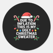 Sticker Rond Ugly Christmas Sweaters Funny Due To Inflation (Devant)
