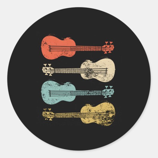 Sticker Rond Uke hawaïen Ukulele Colorée Eapple (Devant)