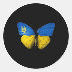 Sticker Rond Ukraine Butterfly Ukraine Ukrainien Drapeau Amour 