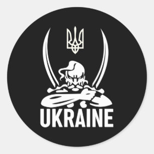 Sticker Rond Ukraine Chanteuse patriotique Emblem Kozak