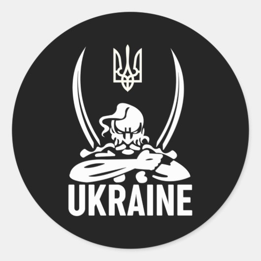 Sticker Rond Ukraine Chanteuse patriotique Emblem Kozak (Devant)