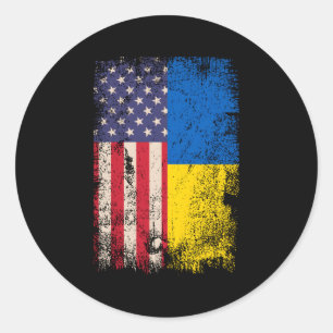 Sticker Rond Ukraine drapeau américain Ukraine racines américai