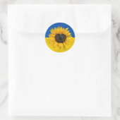 Sticker Rond Ukraine Drapeau Avec Tournesol Coeur (Sac)