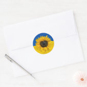 Sticker Rond Ukraine Drapeau Avec Tournesol Coeur (Enveloppe)
