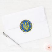 Sticker Rond Ukraine, drapeau, Coat of Arms, Ukrainian Tryzub (Enveloppe)