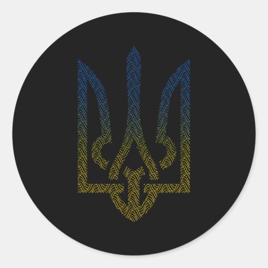 Sticker Rond Ukraine Drapeau Et Trident Ukraine (Devant)