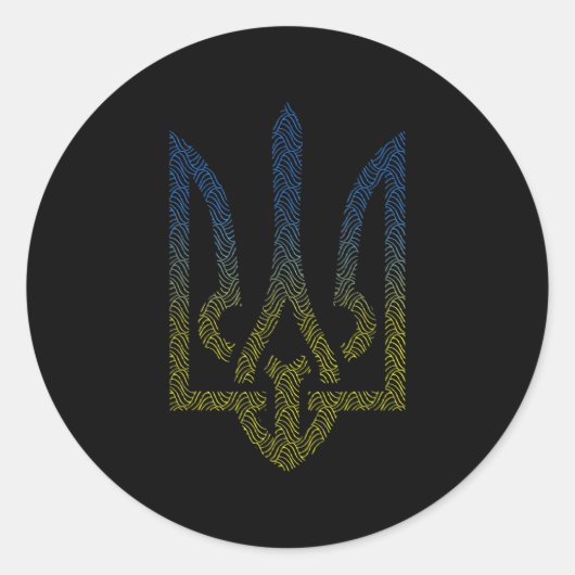Sticker Rond Ukraine Drapeau Et Trident Ukraine (Devant)