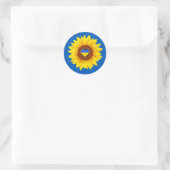Sticker Rond Ukraine Drapeau, tournesol et coeur (bleu et jaune (Sac)