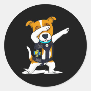 Sticker Rond Ukraine Forces Armées Dabbing Chien Patron Jack Ru
