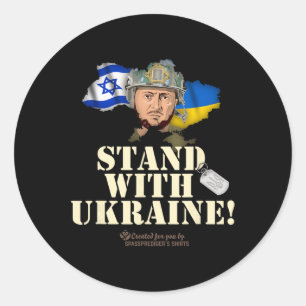 Sticker Rond Ukraine Israël Volodymyr Zelenskyy Soutenez l'Ukra