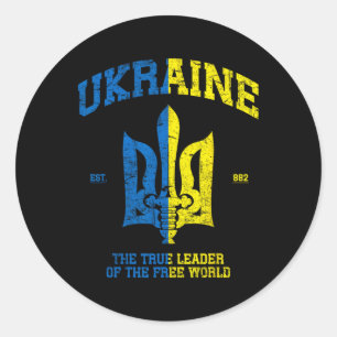 Sticker Rond Ukraine le leader du monde libre Vintage Ukrai