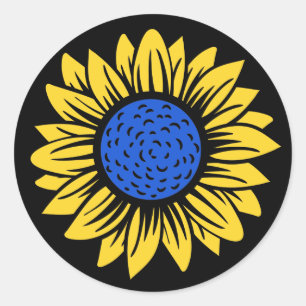 Sticker Rond Ukraine Sunflower Solidarité ukrainienne