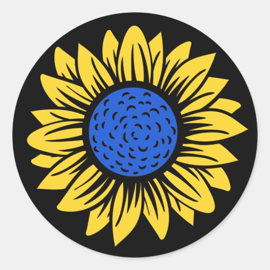 Sticker Rond Ukraine Sunflower Solidarité ukrainienne (Devant)